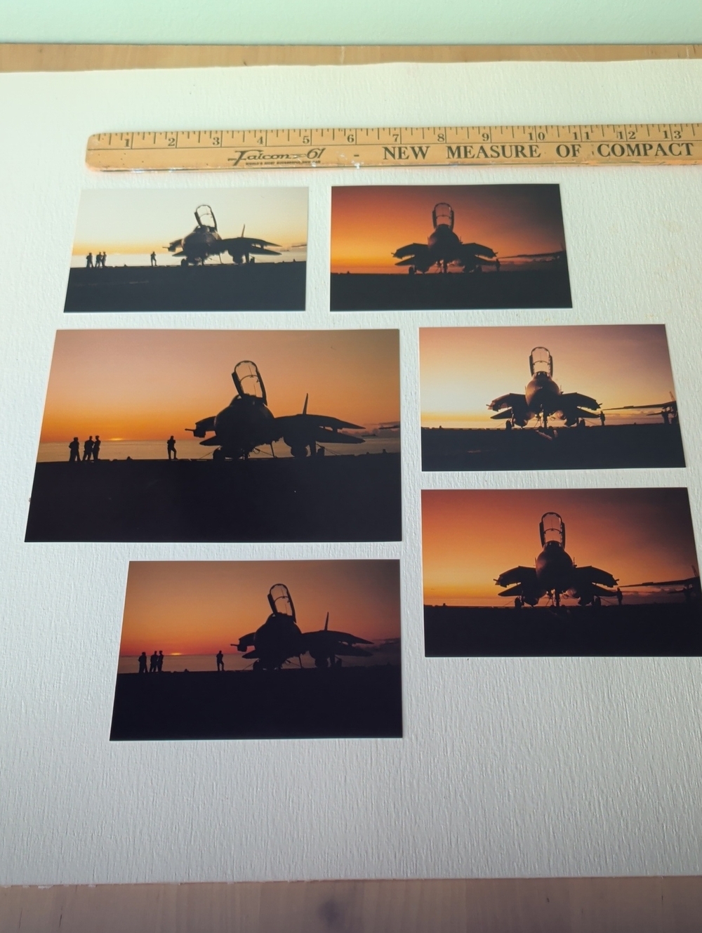 Sunset Fighter Jet Photo Set - Black & Orange Aviation Prints